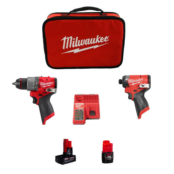 #Milwaukee Hammer Drill Driver 1/2" Twin Kit M12 FUEL 3404/3453