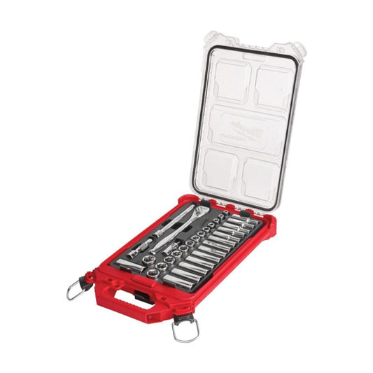 Milwaukee Packout 32-Piece 3/8 in. Drive Metric Ratchet and Socket Set