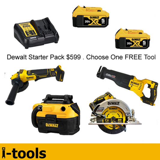 DeWalt Starter Pack 2 x 5ah Batteries, Charger + FREE Dewalt Tool
