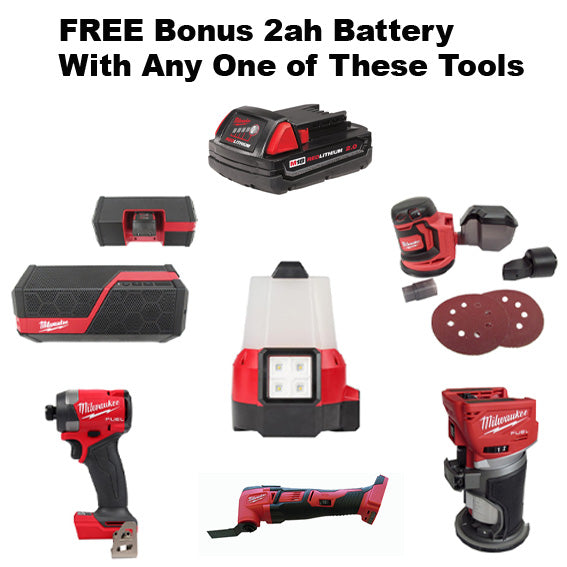 Milwaukee FREE 2AH Battery M18 Tool Special